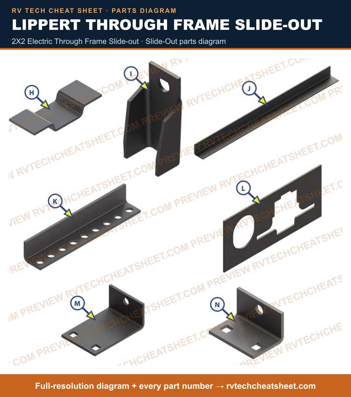 Lippert Through Frame Slide-out 2x2 electric through frame slide-out — exploded parts diagram 7 of 8