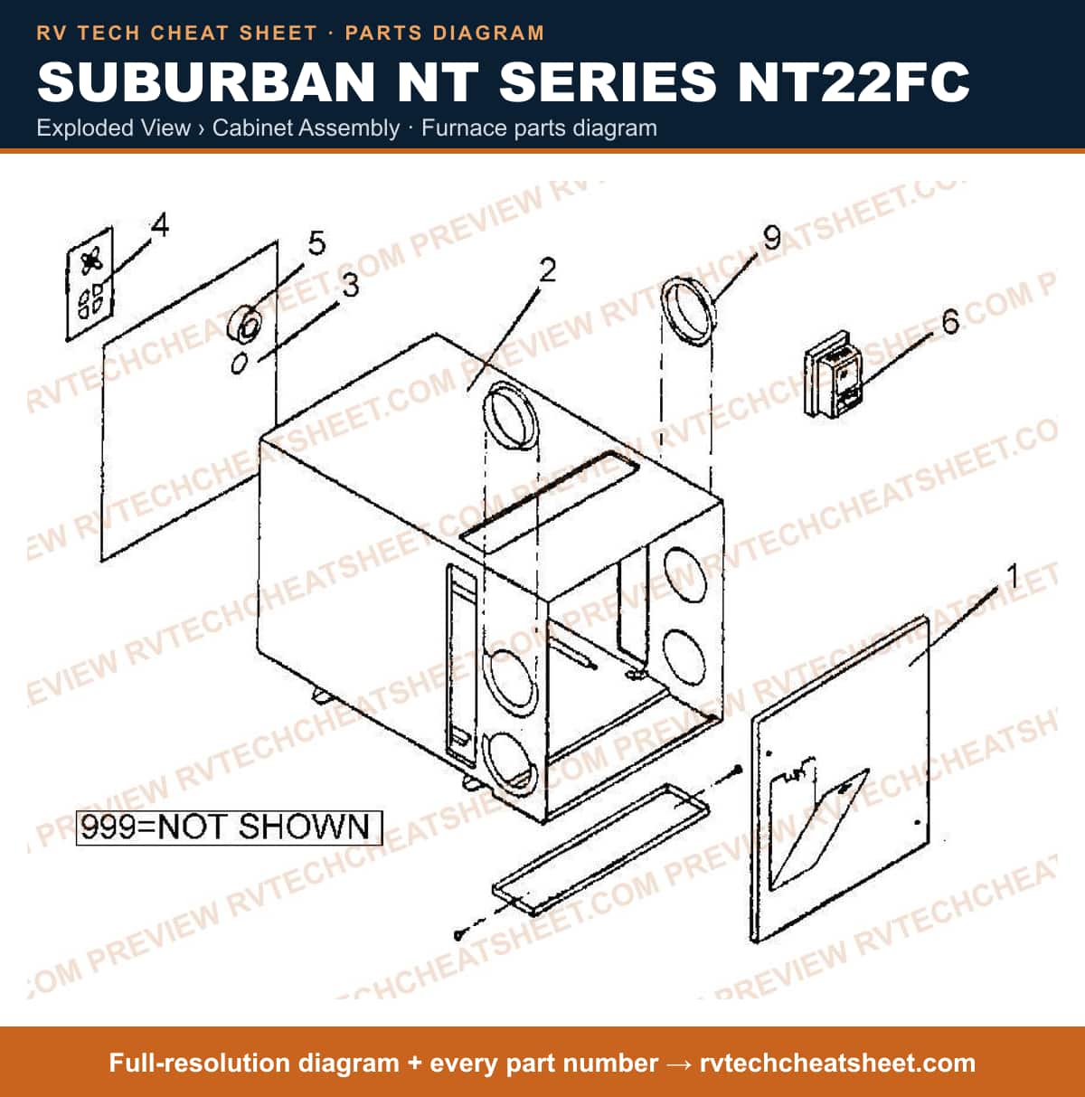 Suburban Nt Series NT22FC exploded view › cabinet assembly — exploded parts diagram