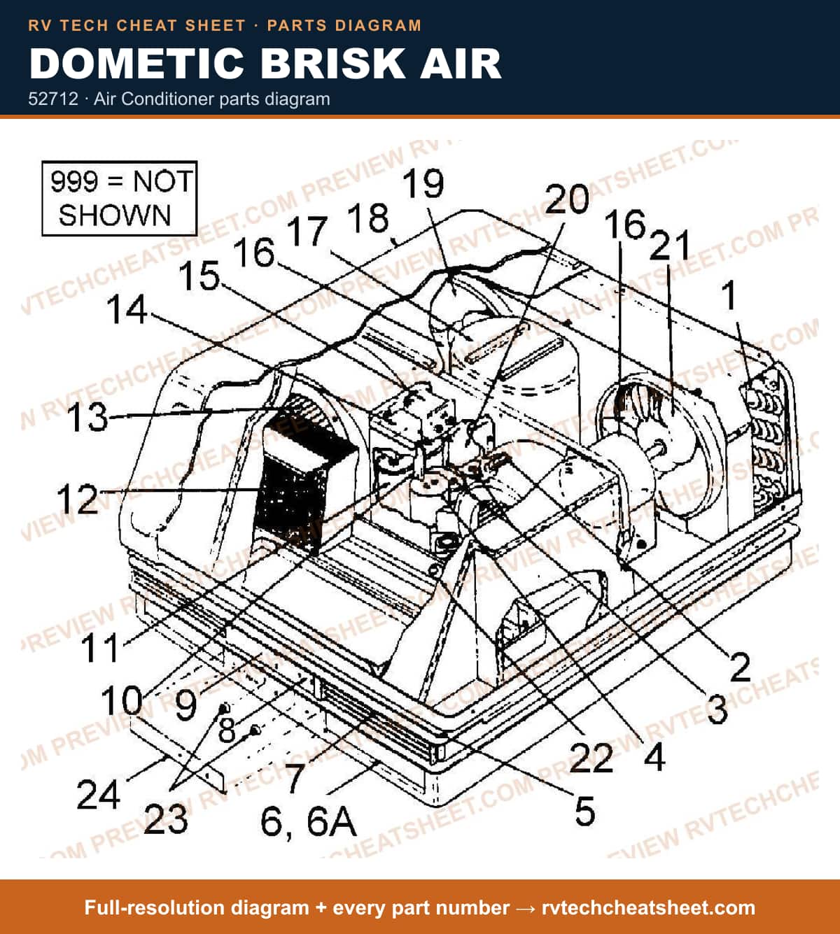 Dometic Brisk Air 52712 — parts list sheet