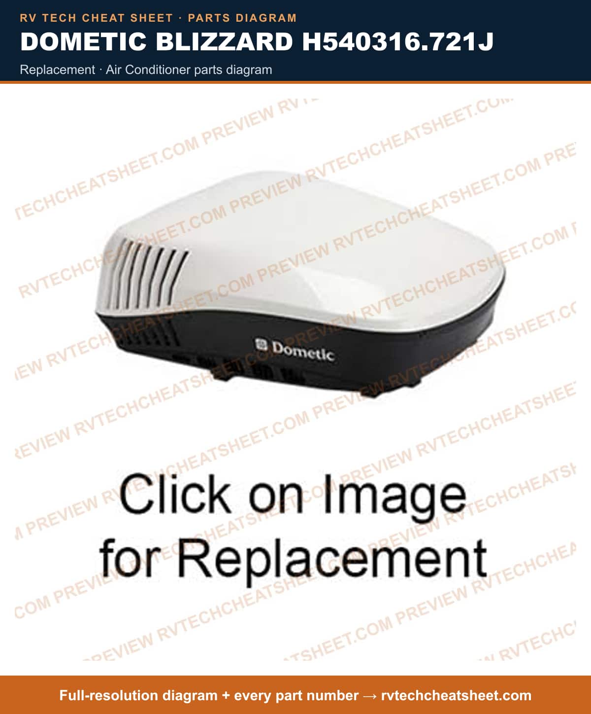 Dometic Blizzard H540316.721J replacement — exploded parts diagram