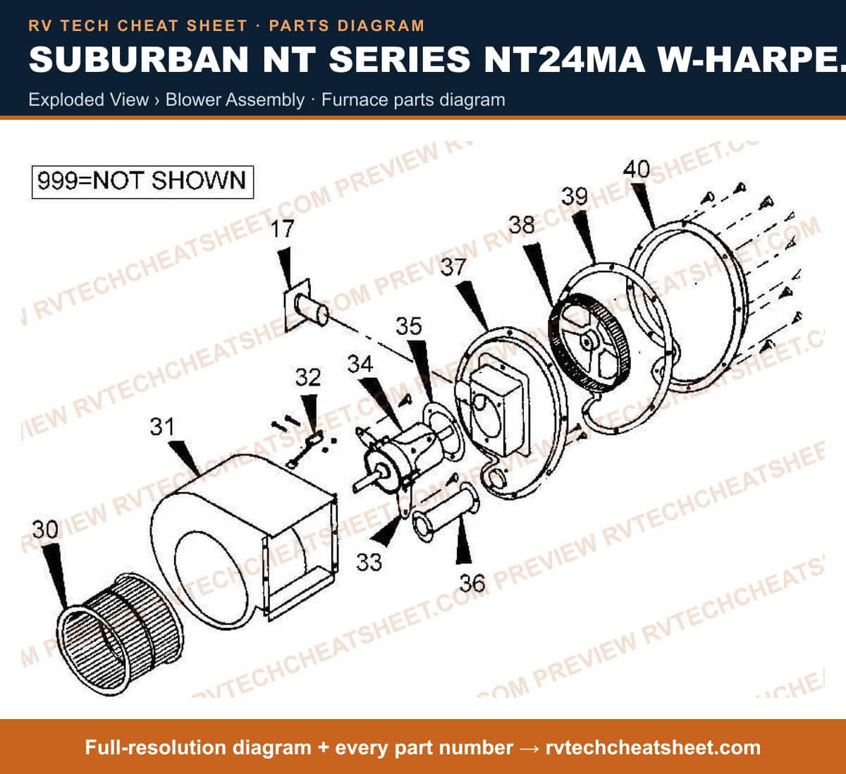Suburban Nt Series NT24MA W-harper Wyman Valve exploded view › blower assembly — exploded parts diagram