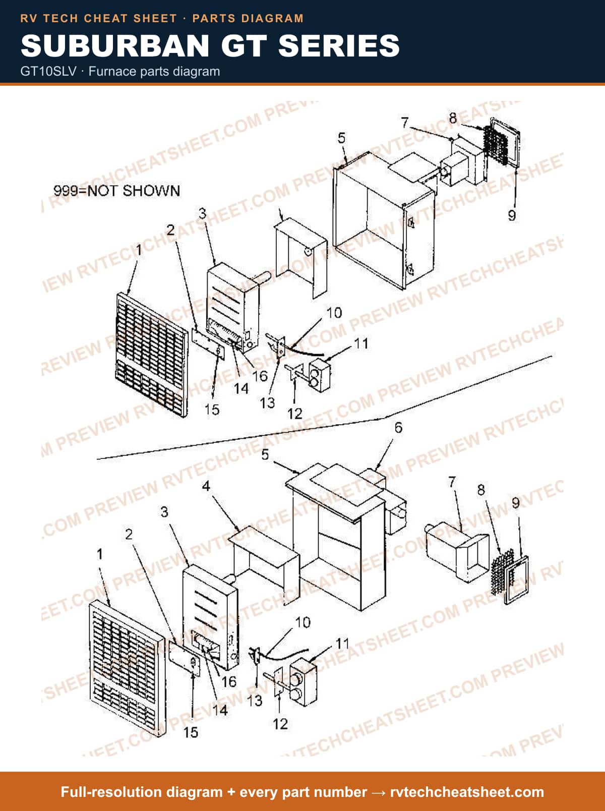 Suburban Gt Series gt10slv — exploded parts diagram 1 of 3