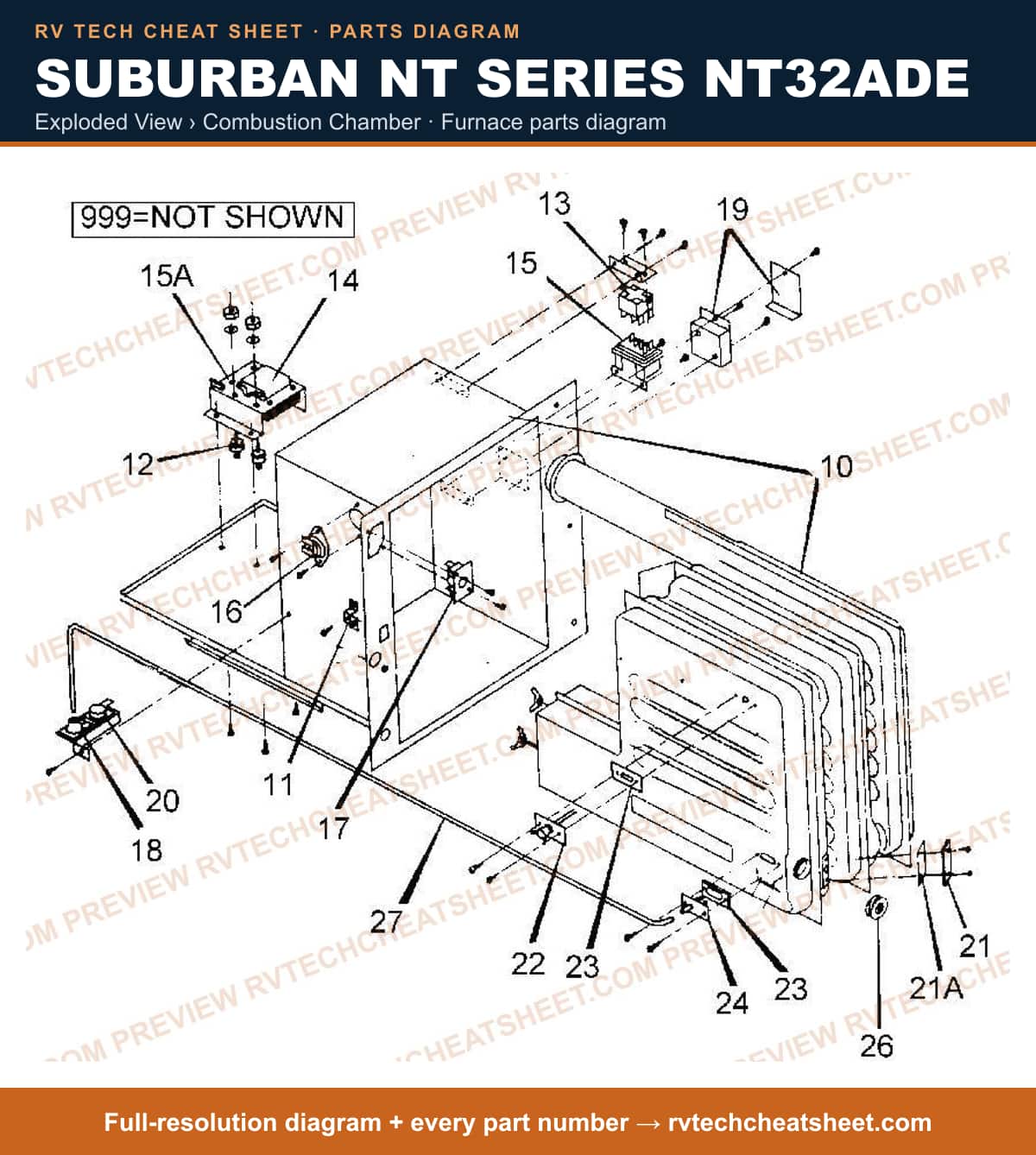Suburban Nt Series NT32ADE exploded view › combustion chamber — exploded parts diagram 1 of 2
