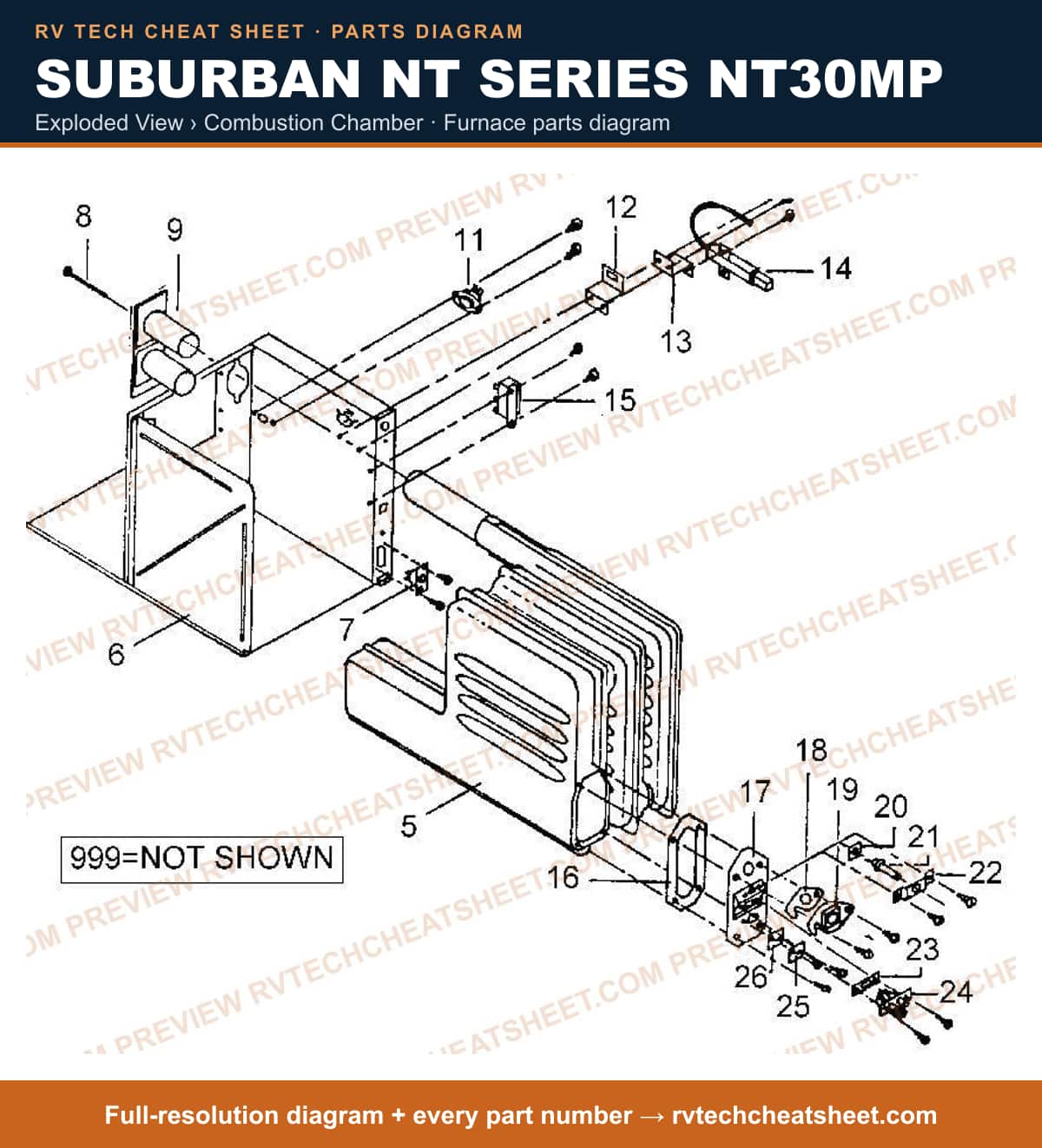Suburban Nt Series NT30MP exploded view › combustion chamber — exploded parts diagram 1 of 2