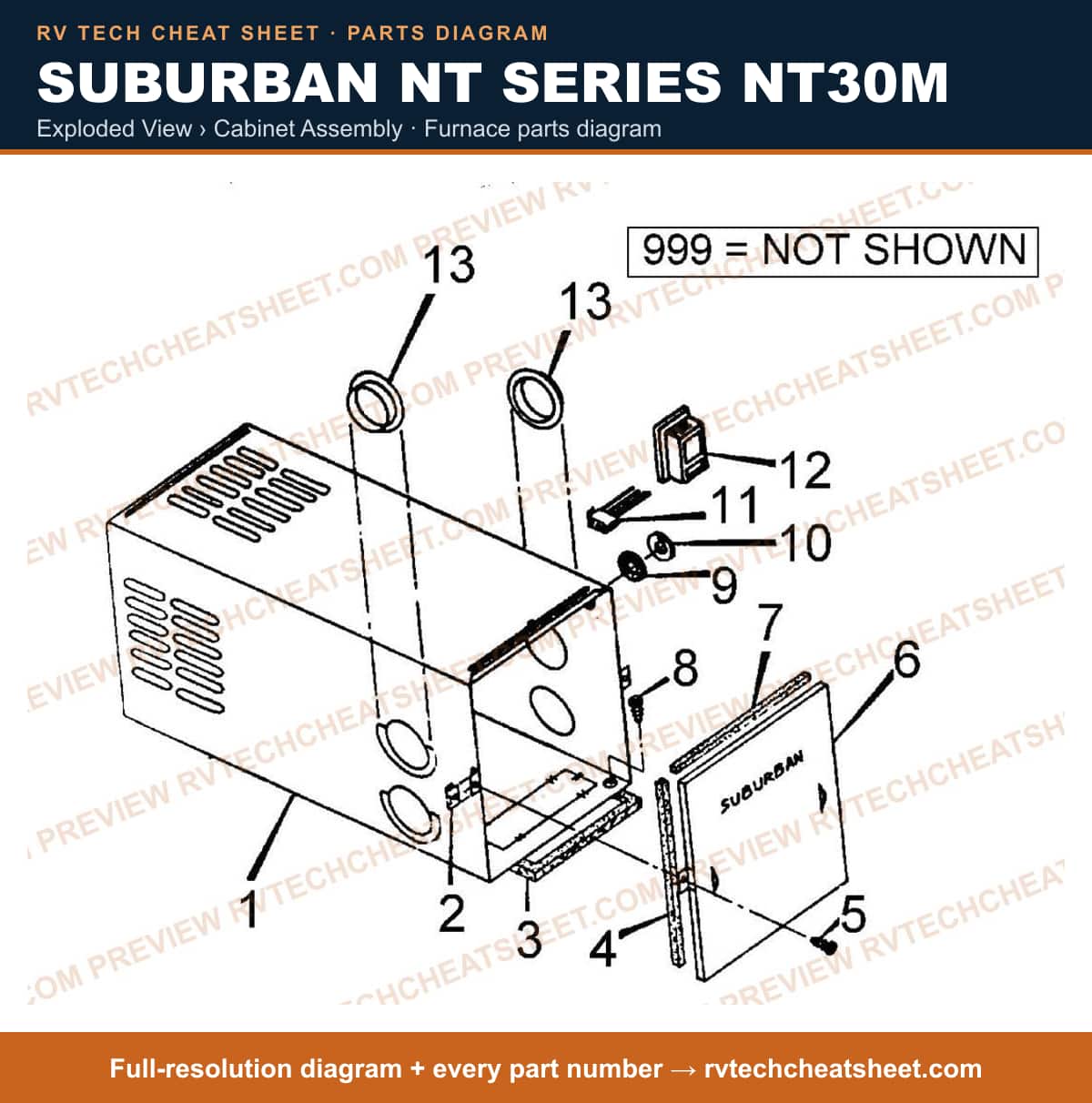 Suburban Nt Series NT30M exploded view › cabinet assembly — exploded parts diagram 2 of 2