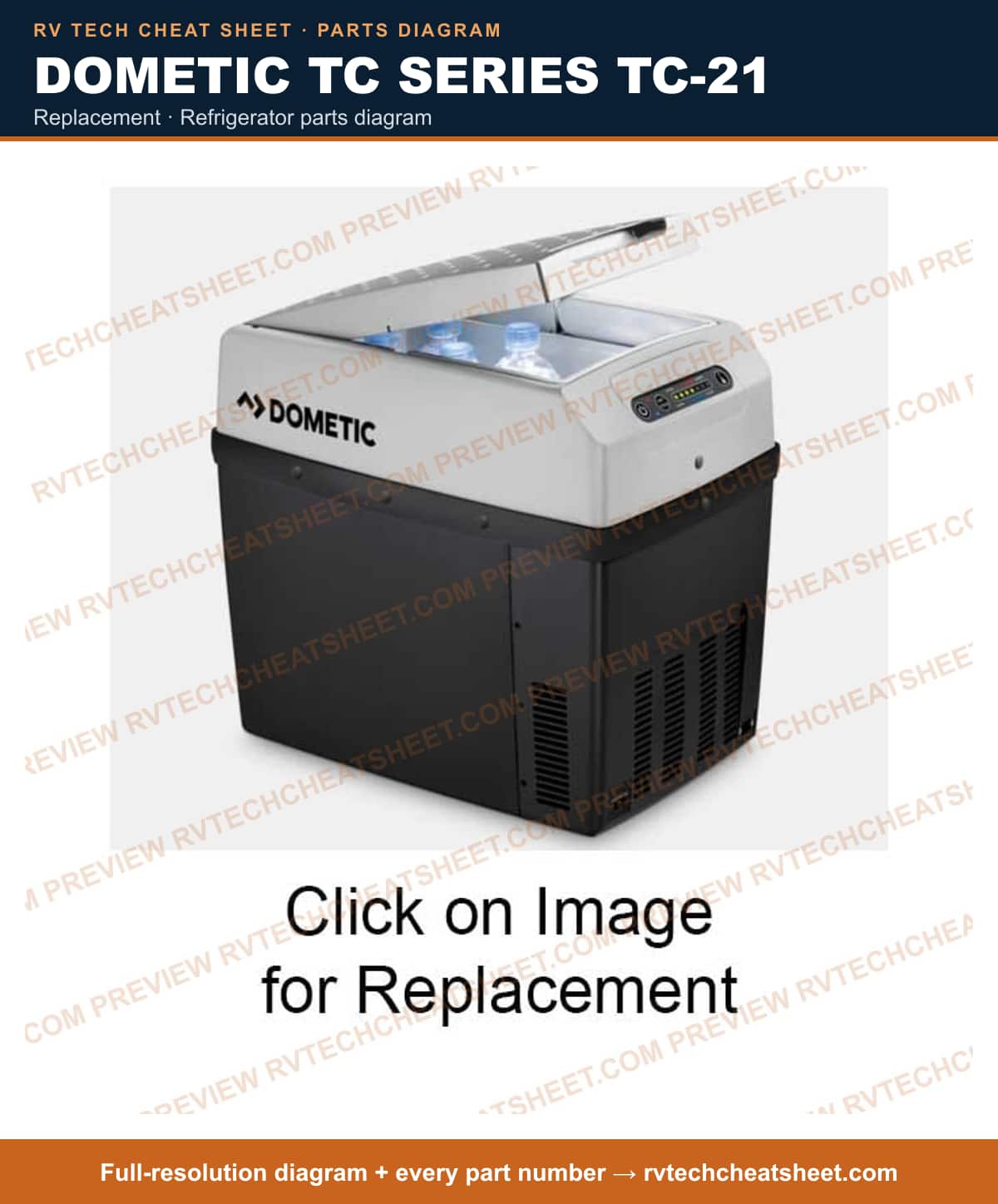Dometic Tc Series TC-21 replacement — parts list sheet