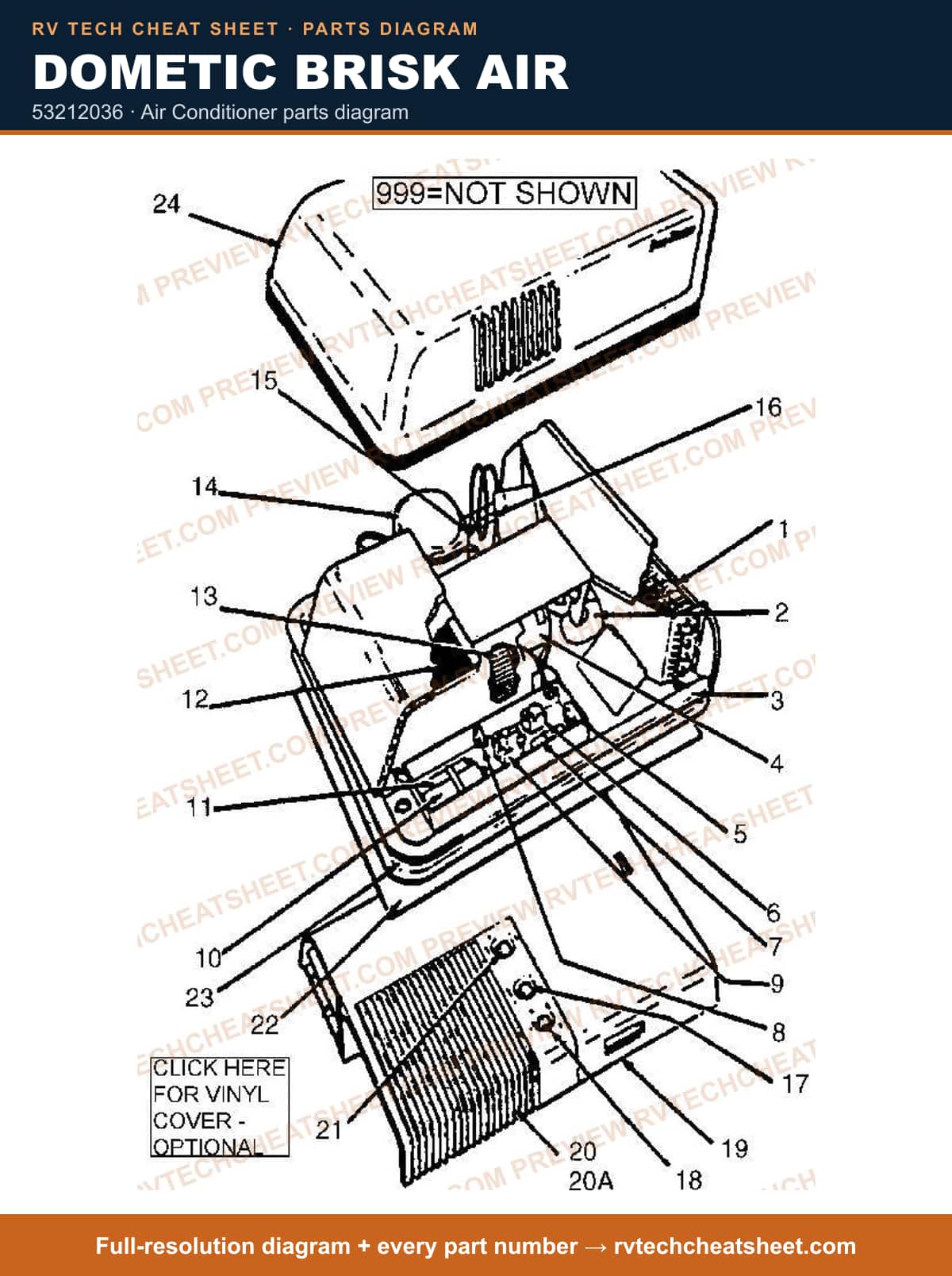 Dometic Brisk Air 53212036 — parts list sheet