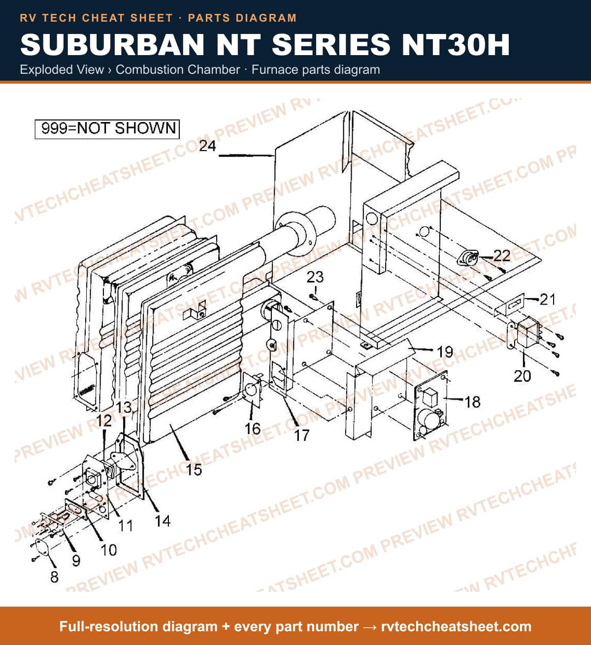 Suburban Nt Series NT30H exploded view › combustion chamber — exploded parts diagram 1 of 2