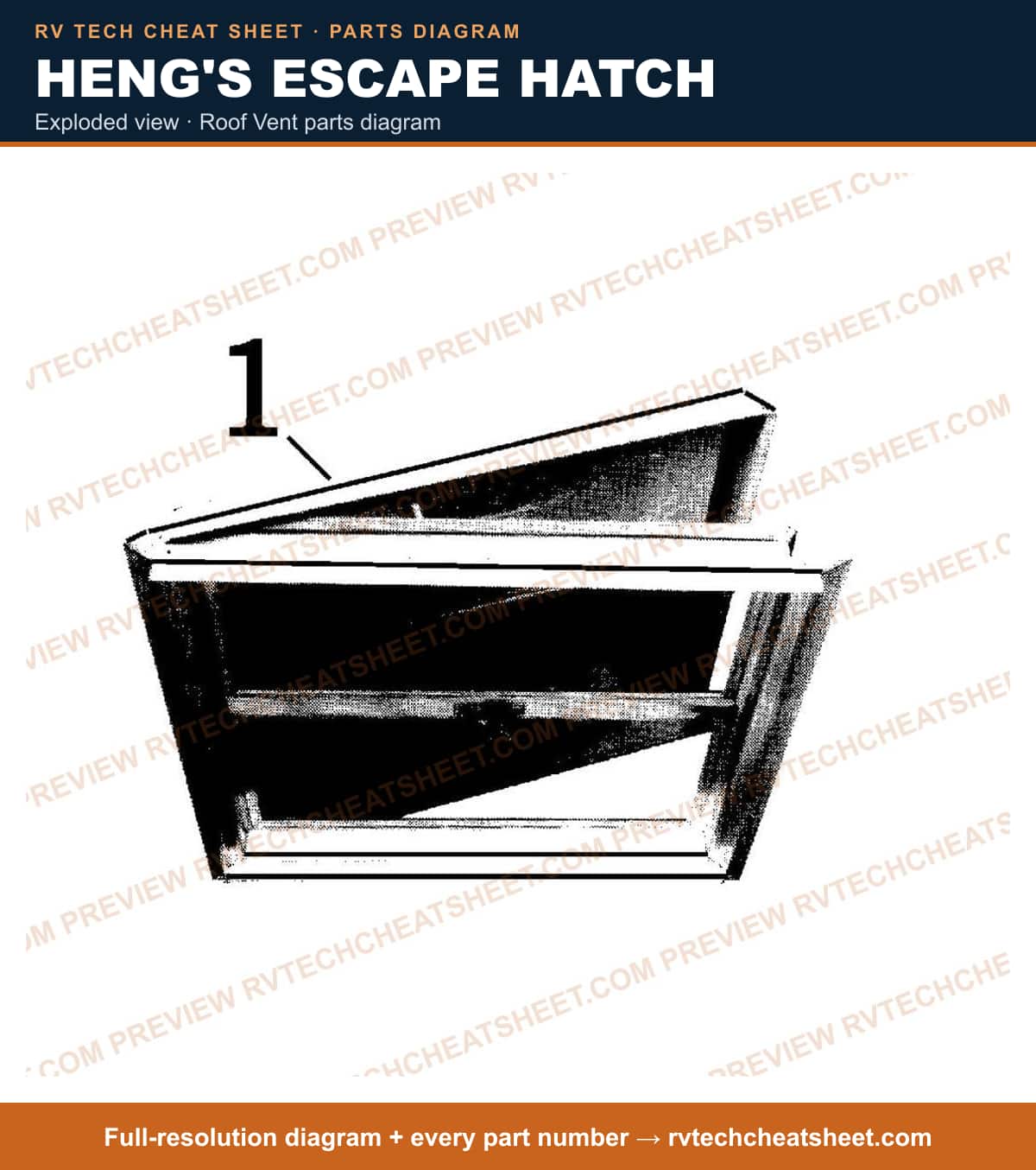 Heng's Escape Hatch exploded view — exploded parts diagram 1 of 3