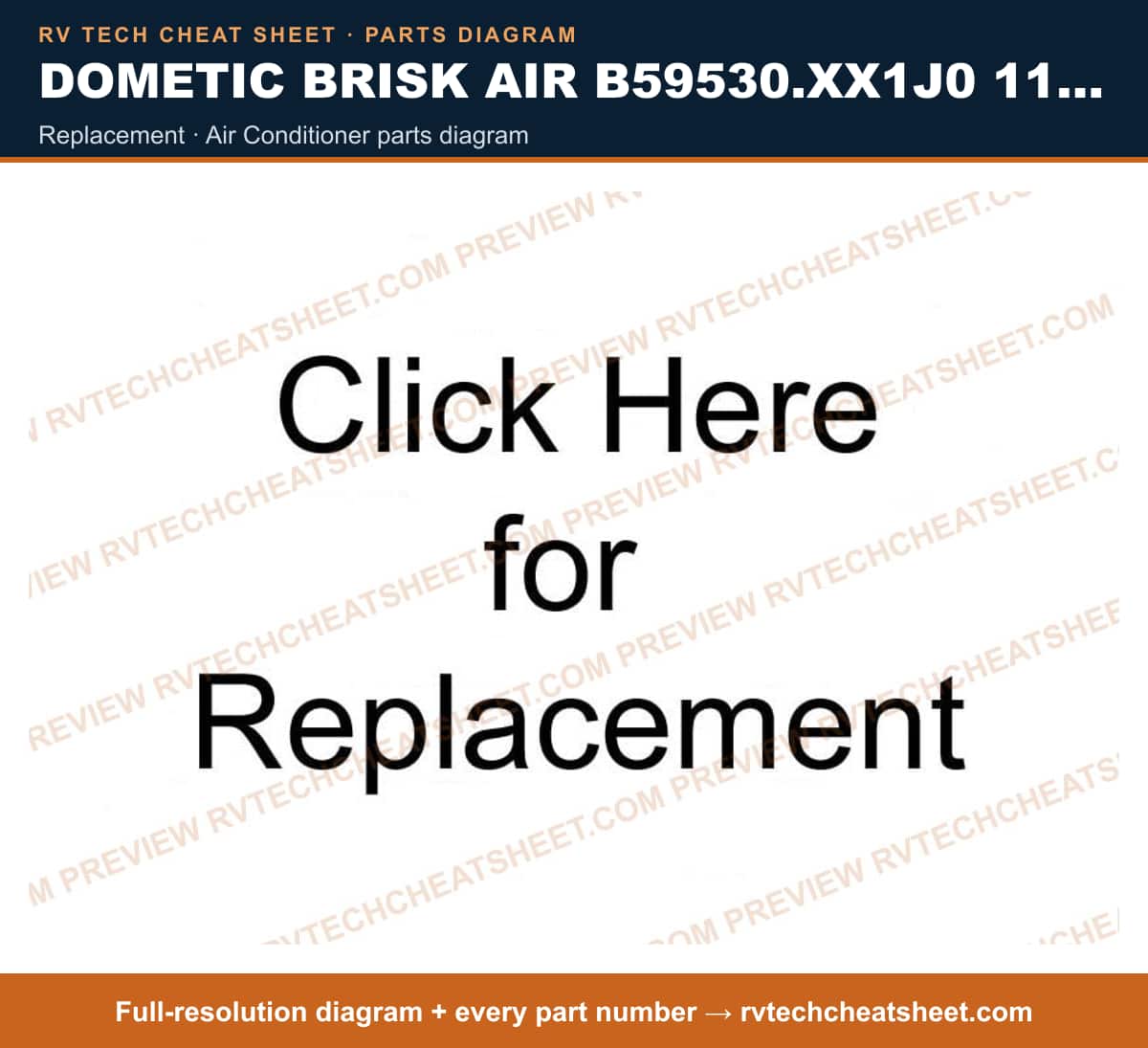 Dometic Brisk Air B59530.XX1J0 11,000 BTU replacement — parts list sheet