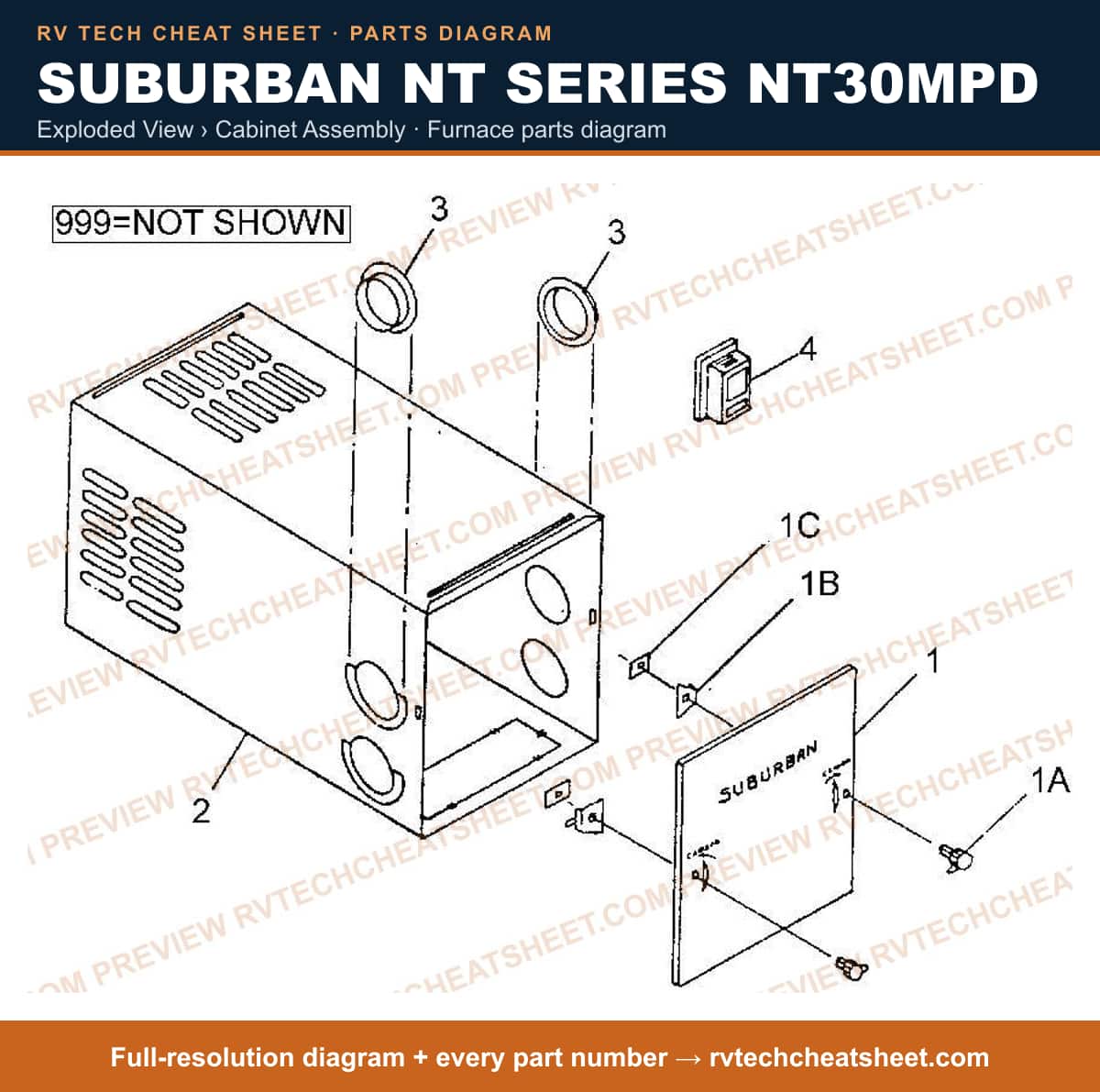 Suburban Nt Series NT30MPD exploded view › cabinet assembly — exploded parts diagram 1 of 2