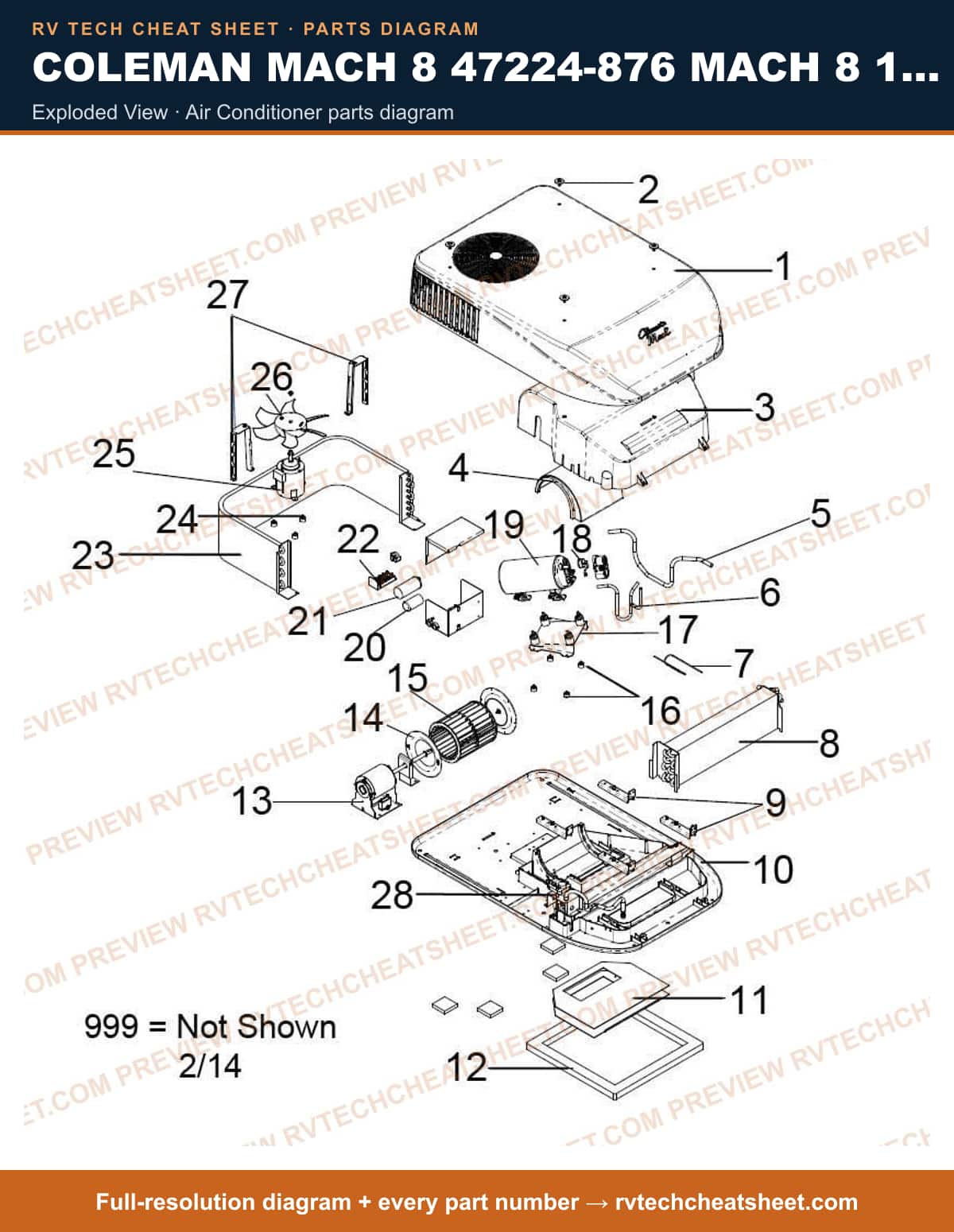 Coleman Mach 8 47224-876 Mach 8 15K exploded view — exploded parts diagram