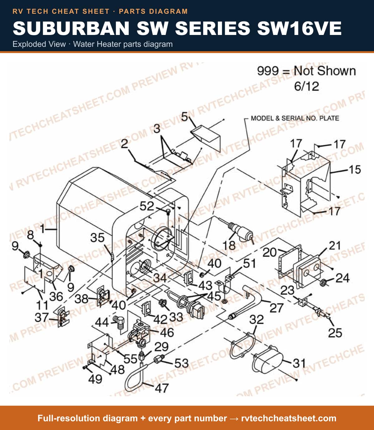 Suburban Sw Series SW16VE exploded view — exploded parts diagram