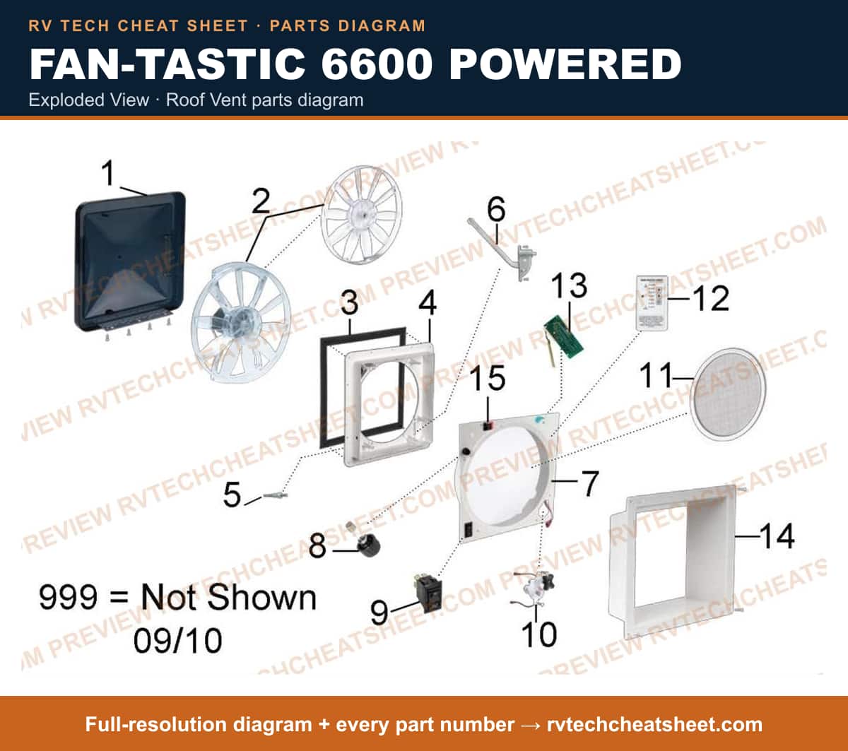 Fan-Tastic 6600 Powered exploded view — exploded parts diagram 1 of 3