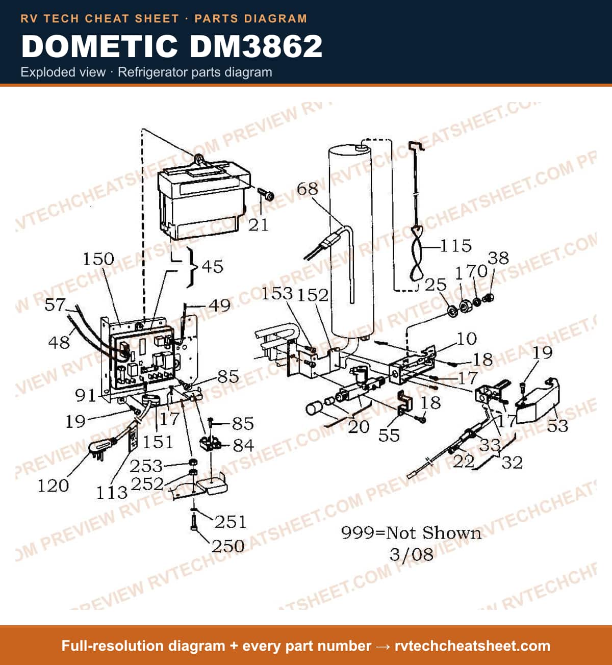 Dometic DM3862 exploded view — exploded parts diagram 5 of 5