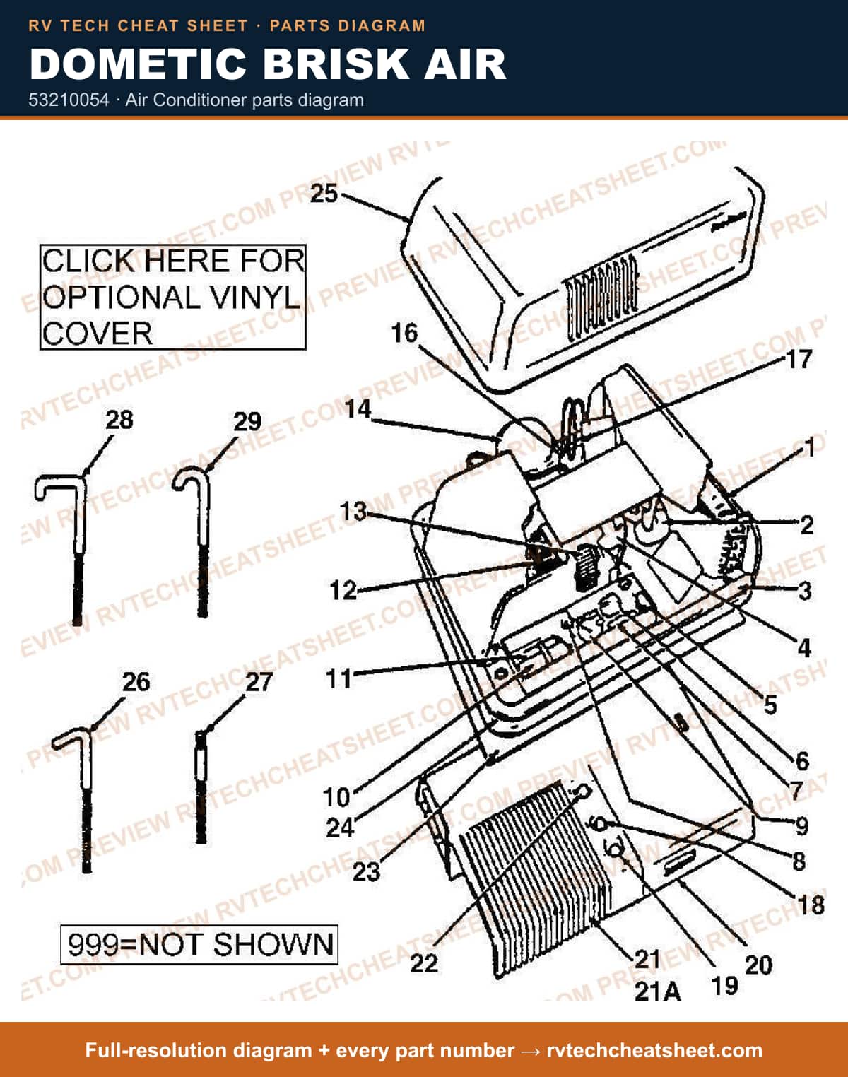 Dometic Brisk Air 53210054 — parts list sheet