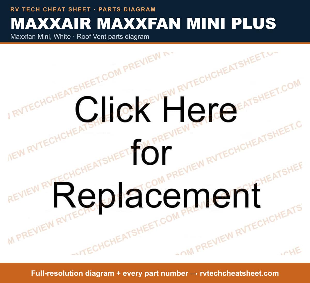 MaxxAir Maxxfan Mini Plus maxxfan mini, white — exploded parts diagram 1 of 3