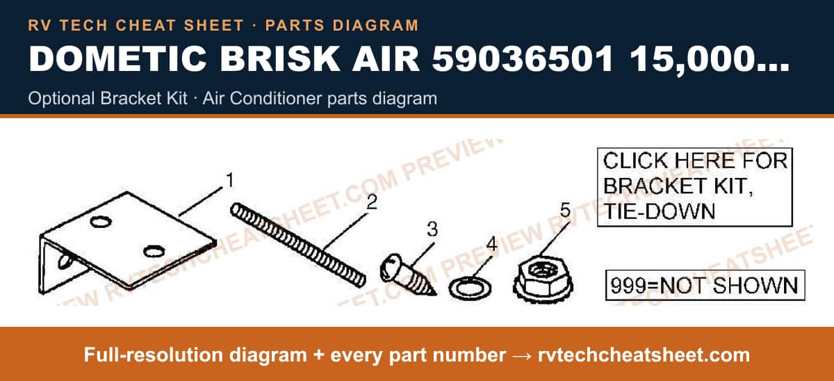 Dometic Brisk Air 59036501 15,000 BTU optional bracket kit — exploded parts diagram