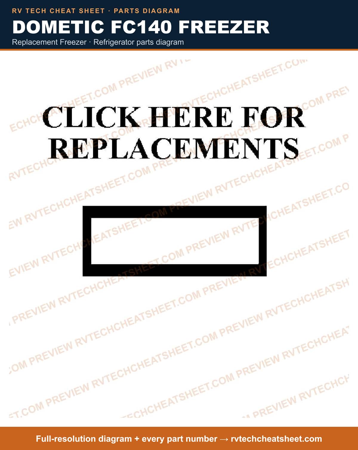 Dometic FC140 Freezer replacement freezer — parts list sheet 1 of 2