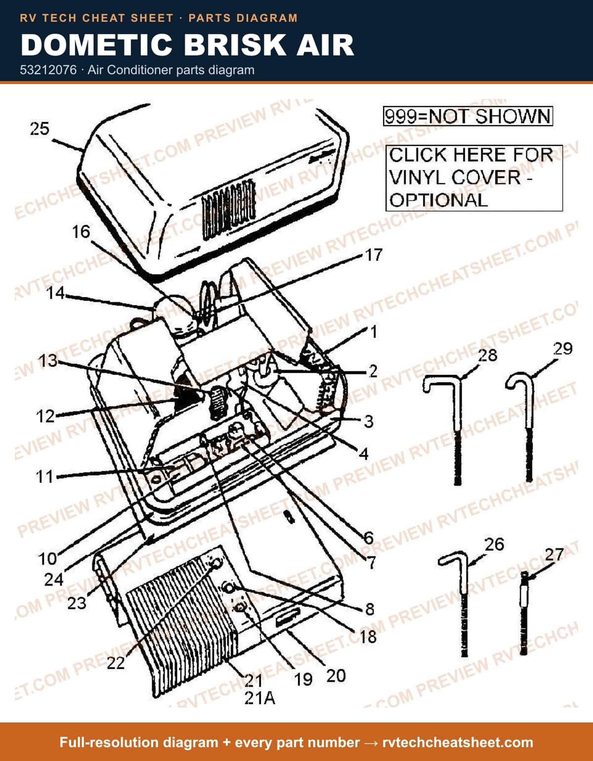 Dometic Brisk Air 53212076 — parts list sheet