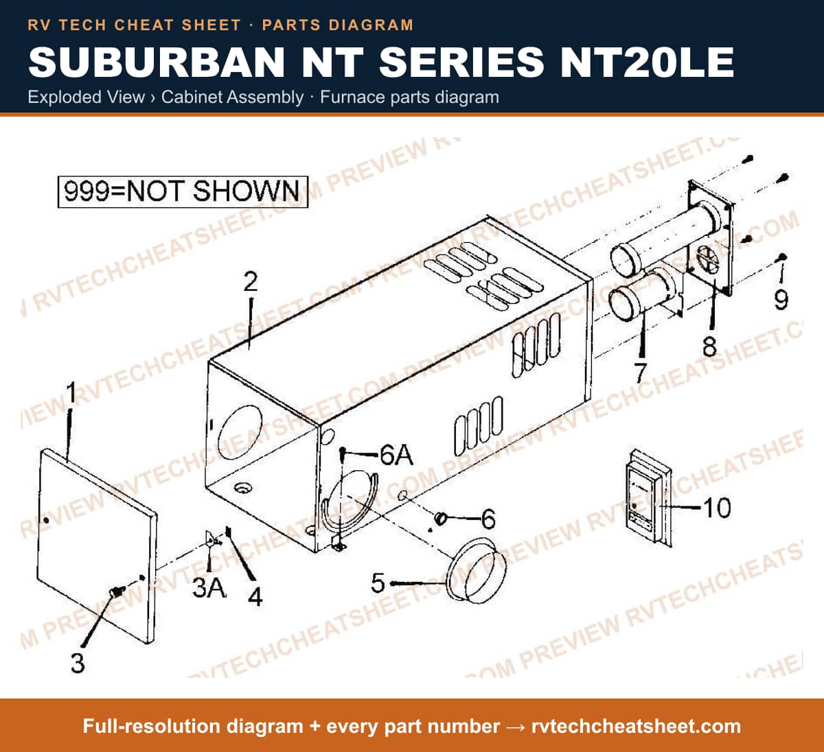 Suburban Nt Series NT20LE exploded view › cabinet assembly — exploded parts diagram