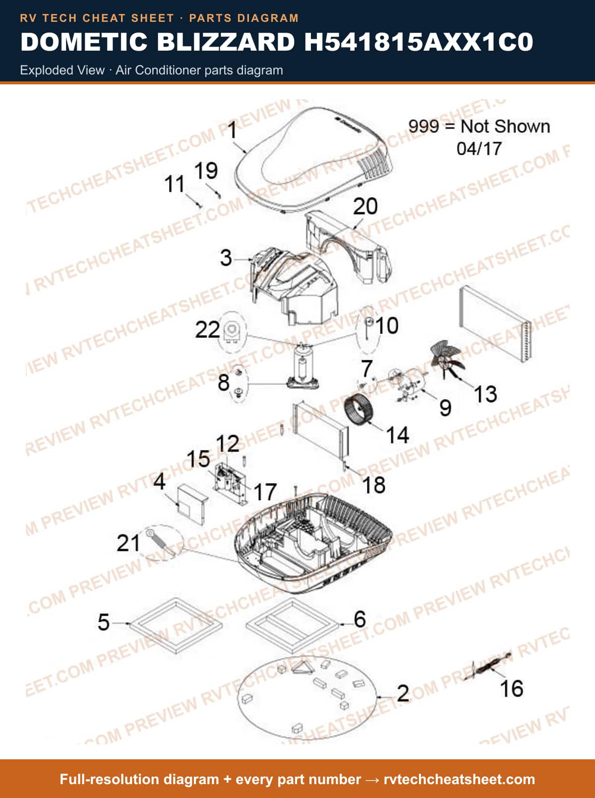 Dometic Blizzard H541815AXX1C0 exploded view — exploded parts diagram