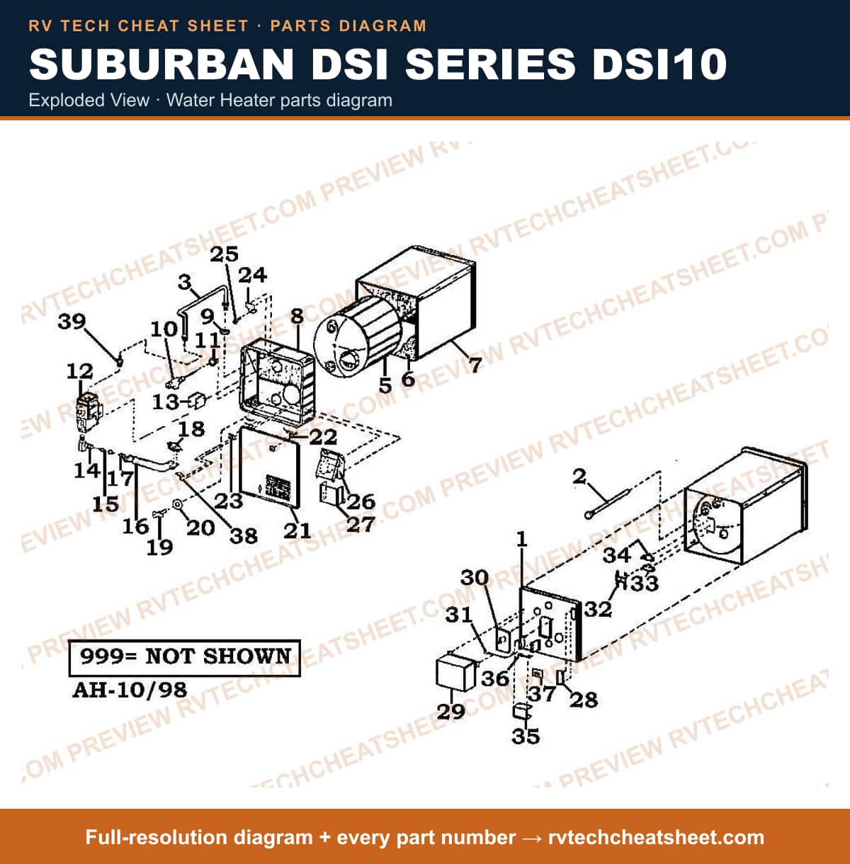 Suburban DSI Series DSI10 exploded view — exploded parts diagram