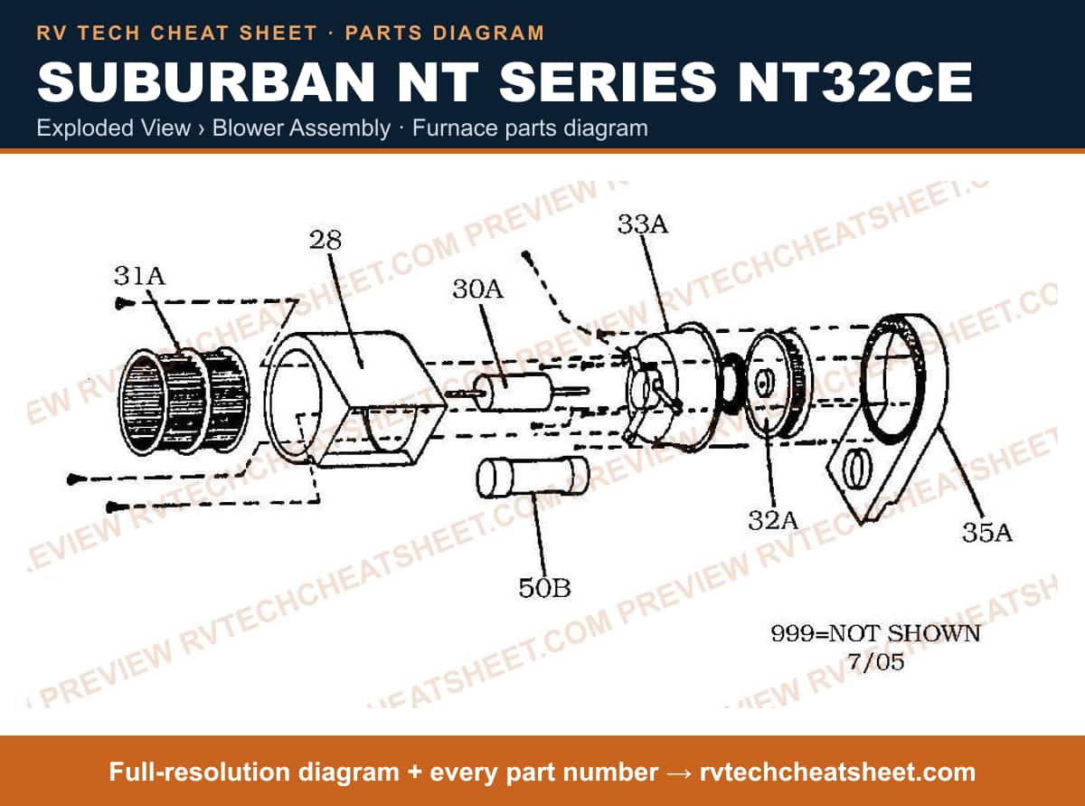 Suburban Nt Series NT32CE exploded view › blower assembly — exploded parts diagram 1 of 2