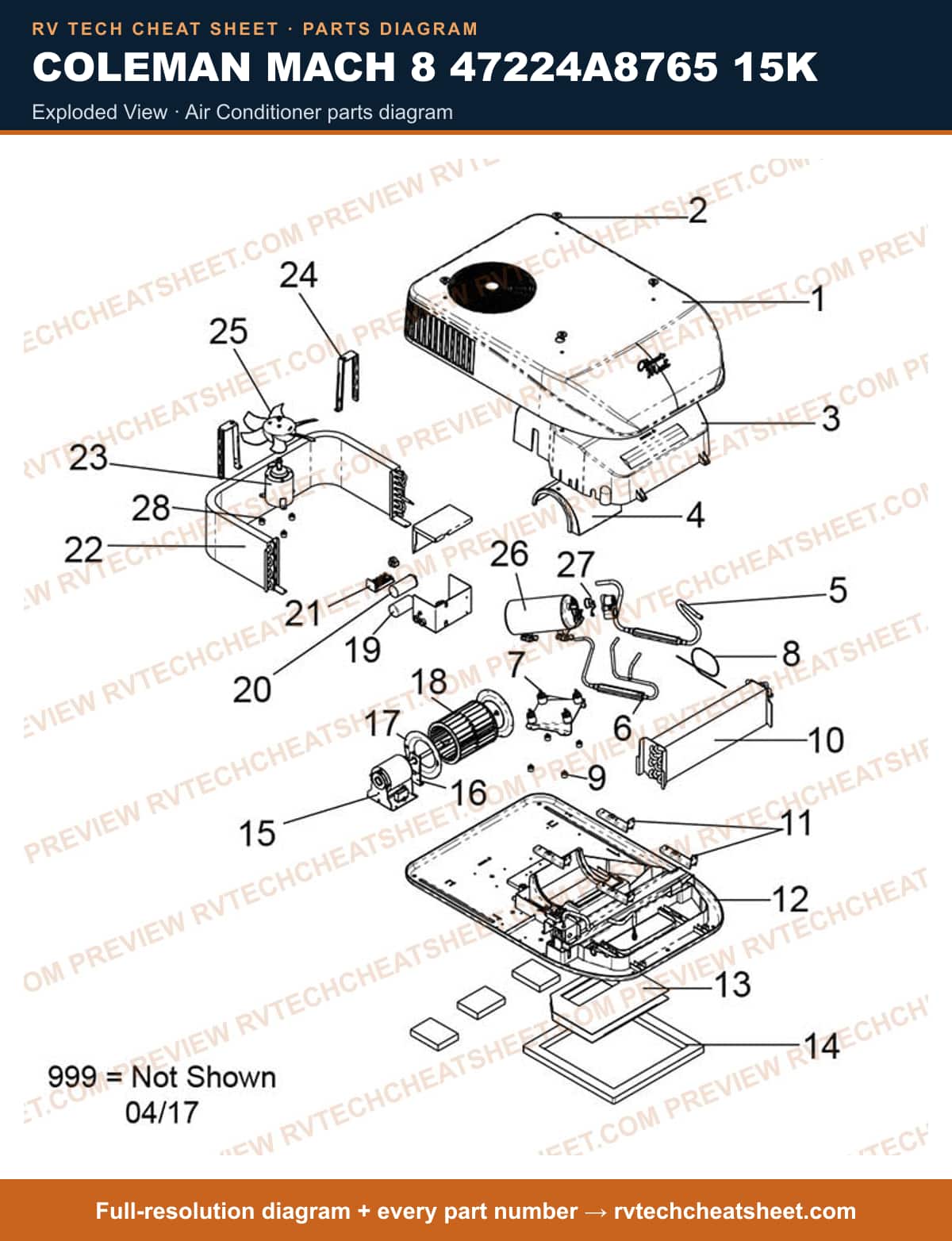 Coleman Mach 8 47224A8765 15K exploded view — exploded parts diagram