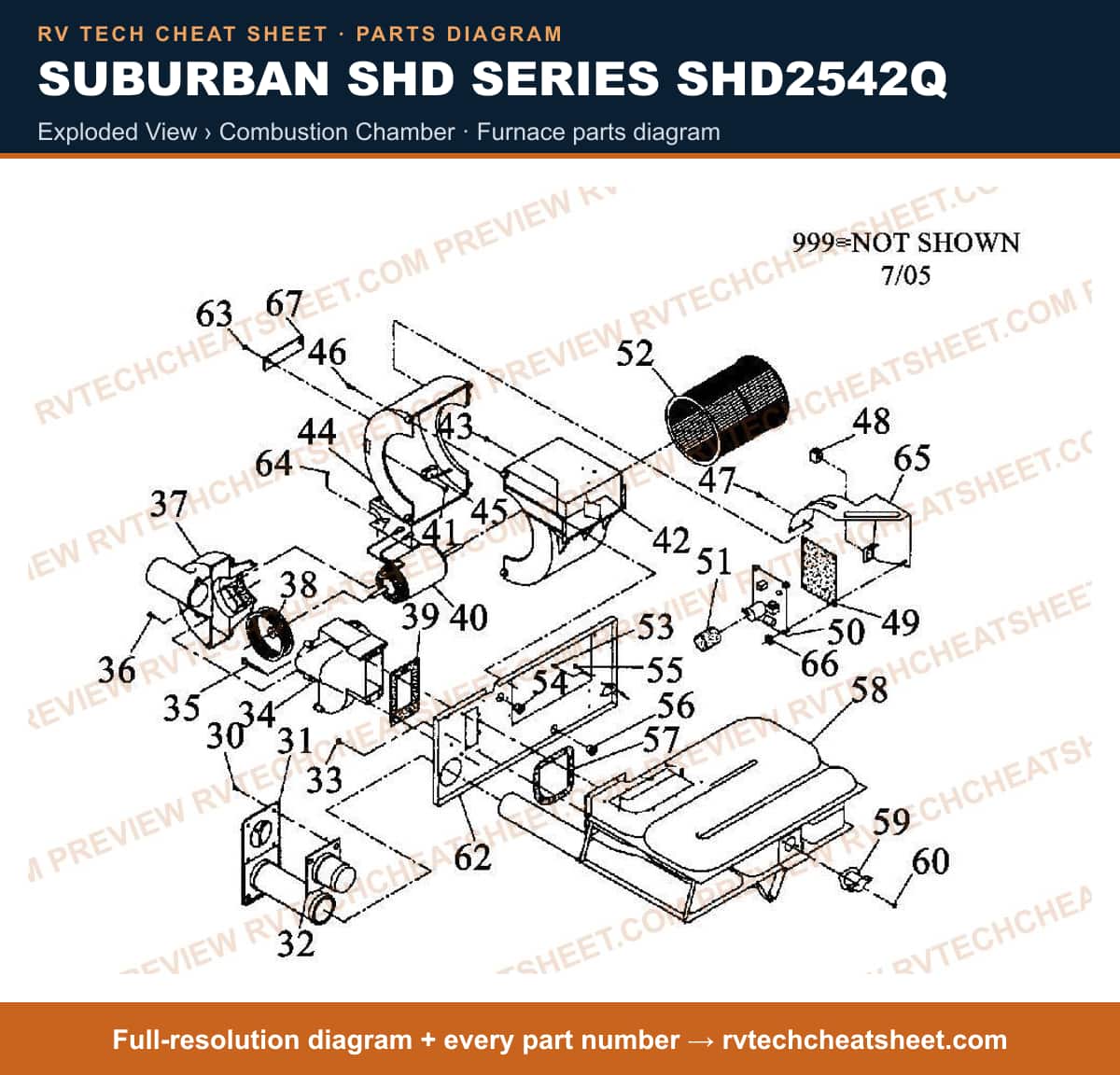 Suburban Shd Series SHD2542Q exploded view › combustion chamber — exploded parts diagram