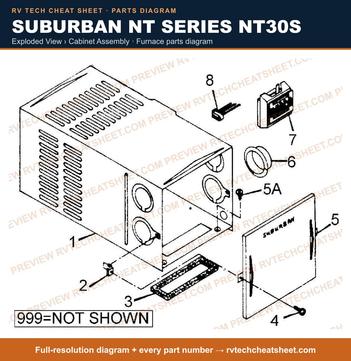 Suburban Nt Series NT30S exploded view › cabinet assembly — exploded parts diagram 1 of 2