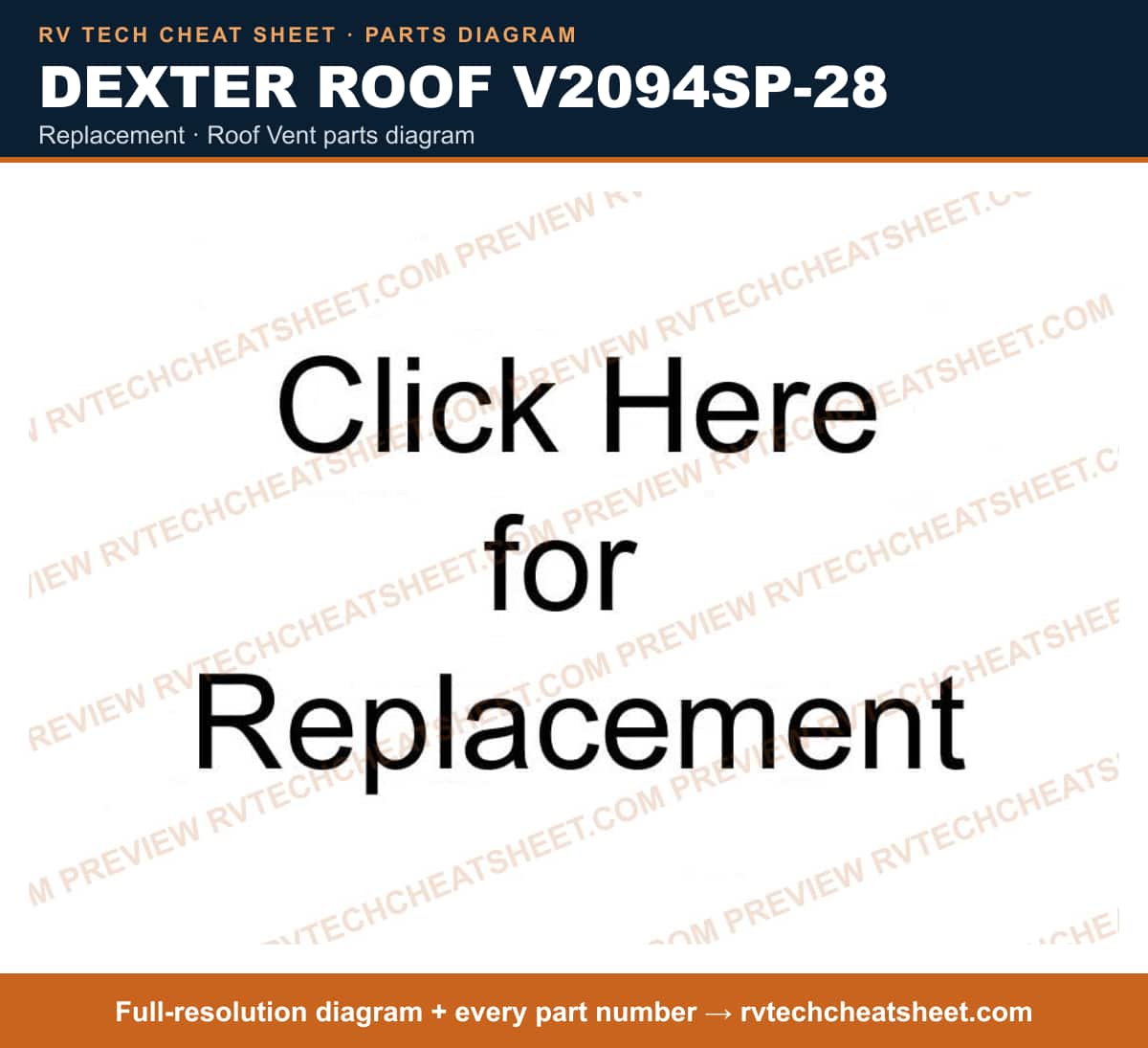 Dexter Roof V2094SP-28 replacement — parts list sheet 1 of 3