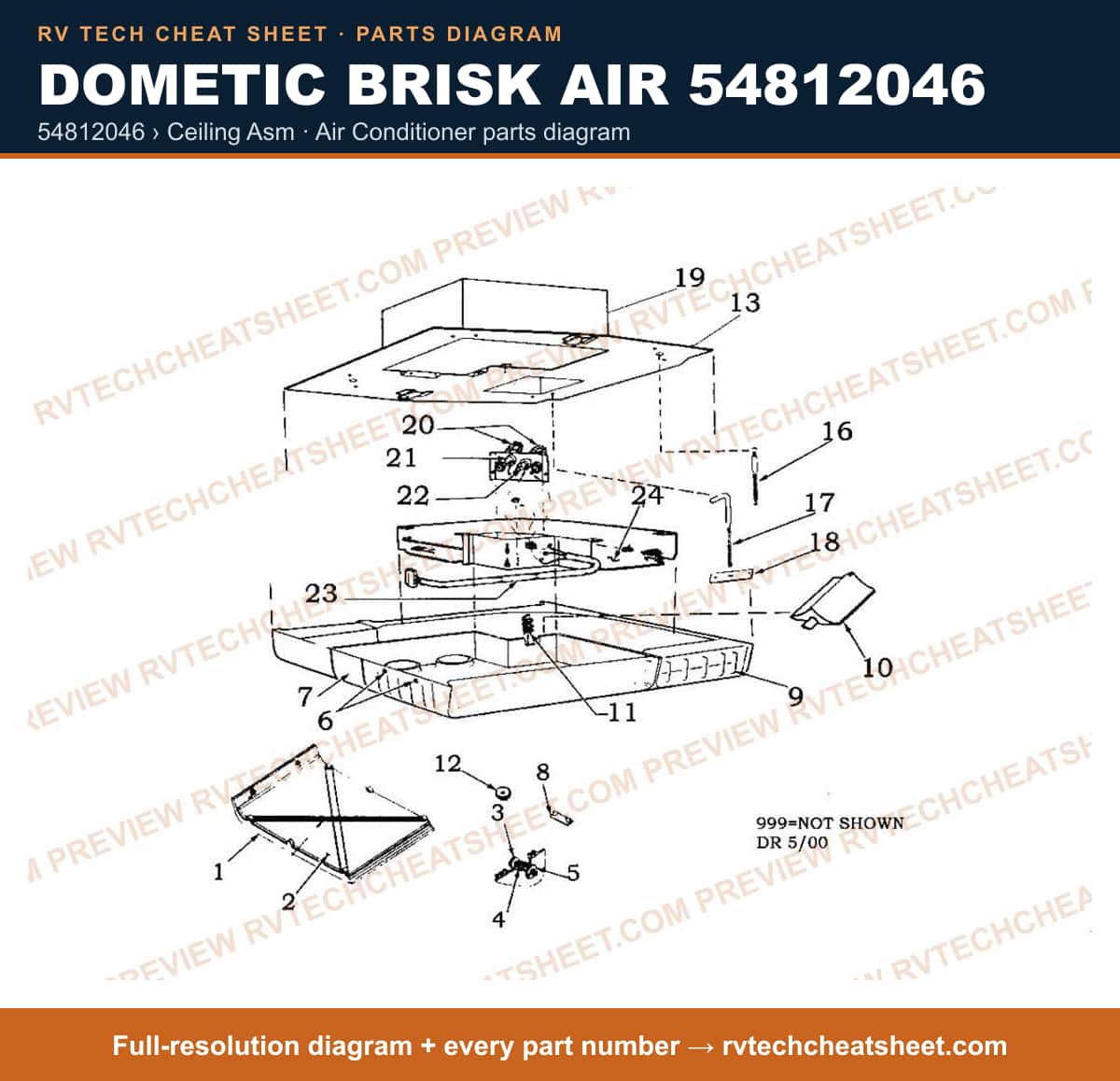 Dometic Brisk Air 54812046 54812046 › ceiling asm — exploded parts diagram