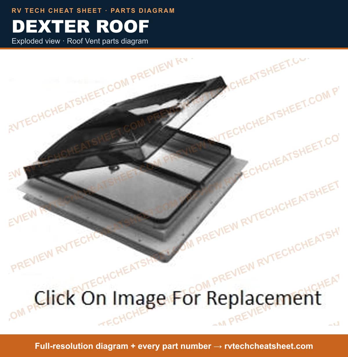 Dexter Roof exploded view — exploded parts diagram 1 of 3