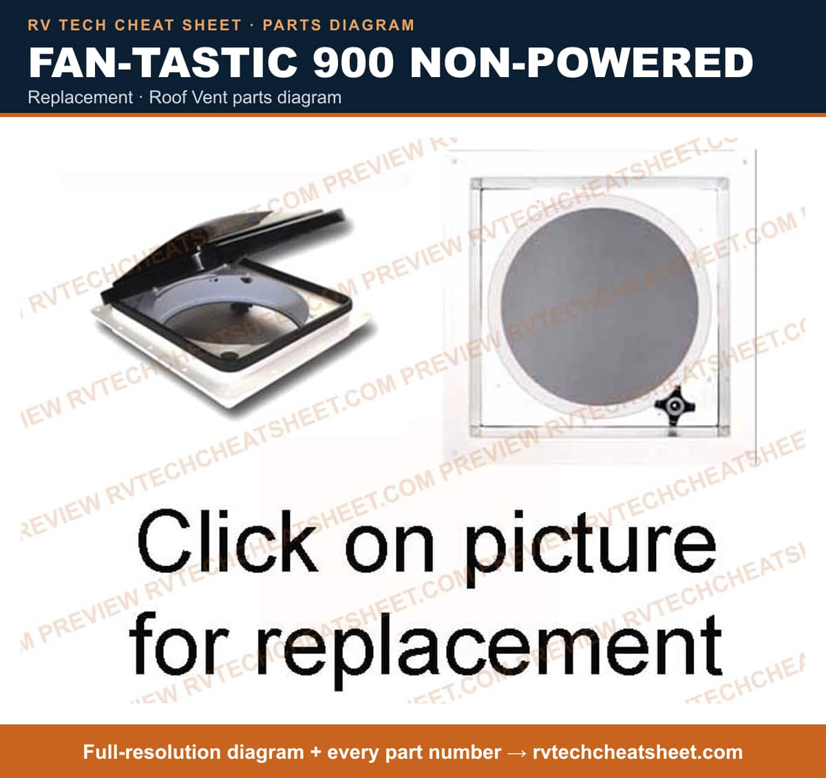 Fan-Tastic 900 Non-powered replacement — exploded parts diagram 2 of 3