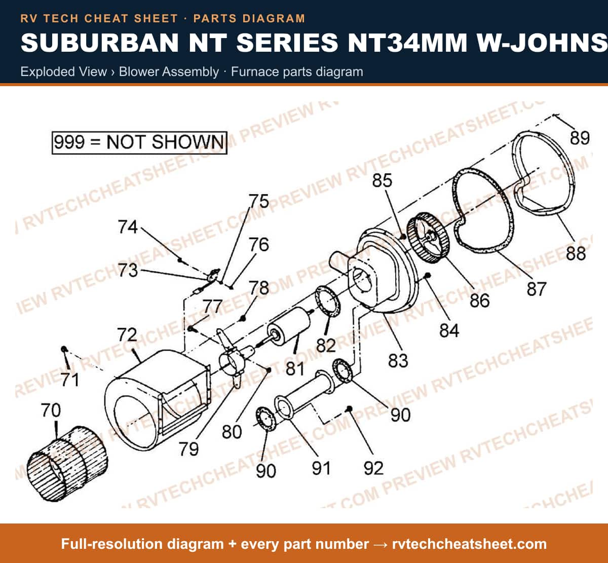 Suburban Nt Series NT34MM W-johnson-fenwal Valve exploded view › blower assembly — exploded parts diagram 2 of 2
