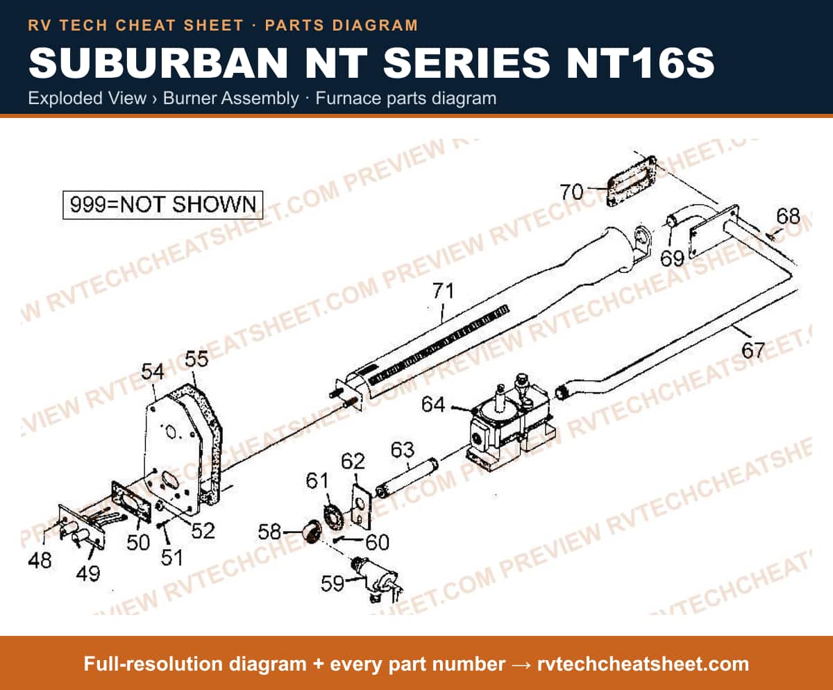 Suburban Nt Series NT16S exploded view › burner assembly — exploded parts diagram