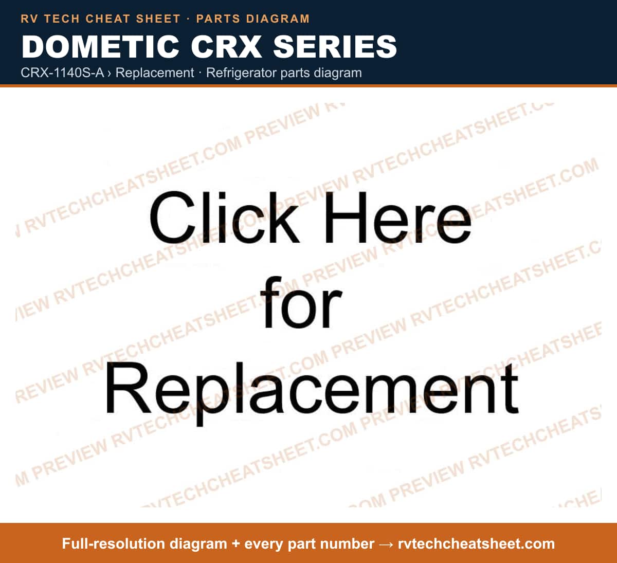 Dometic Crx Series crx-1140s-a › replacement — parts list sheet