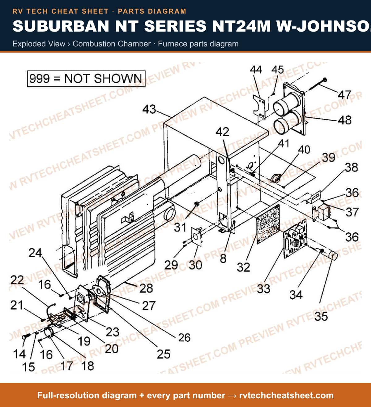 Suburban Nt Series NT24M W-johnson-fenwal Valves exploded view › combustion chamber — exploded parts diagram