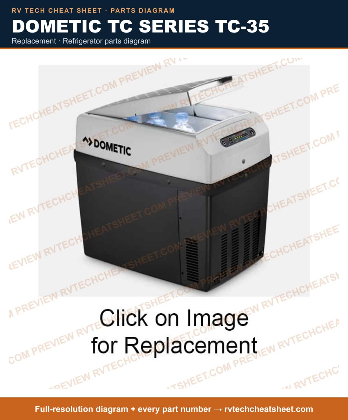 Dometic Tc Series TC-35 replacement — parts list sheet