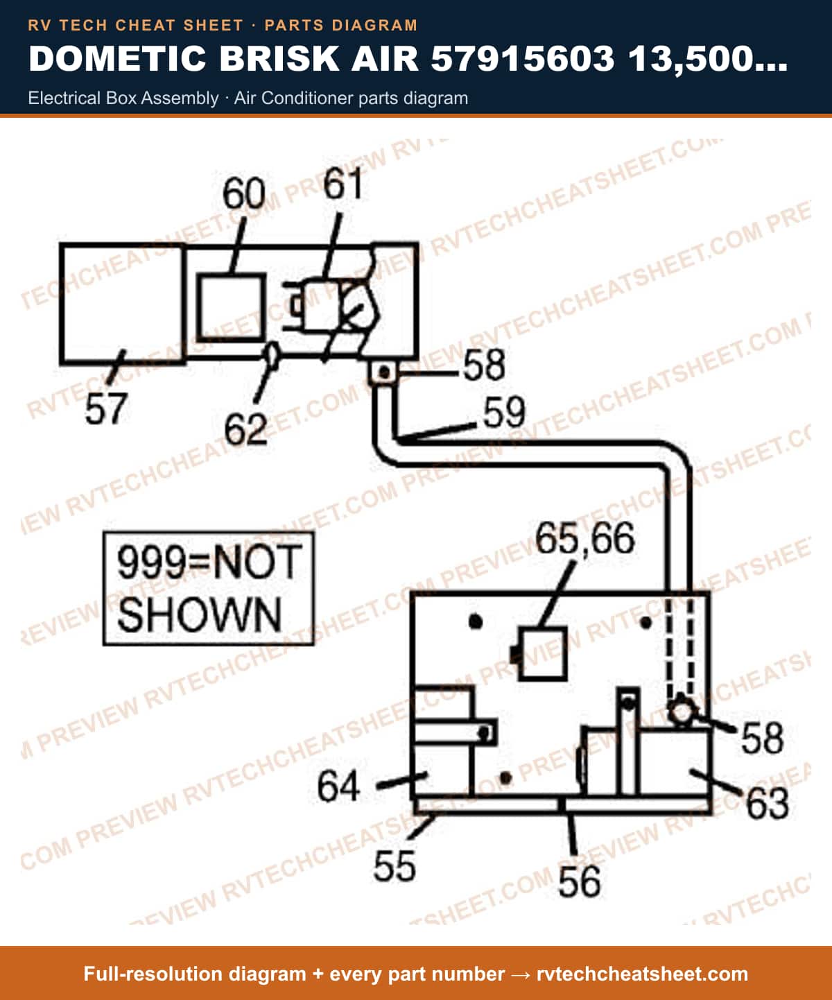 Dometic Brisk Air 57915603 13,500 BTU electrical box assembly — parts list sheet