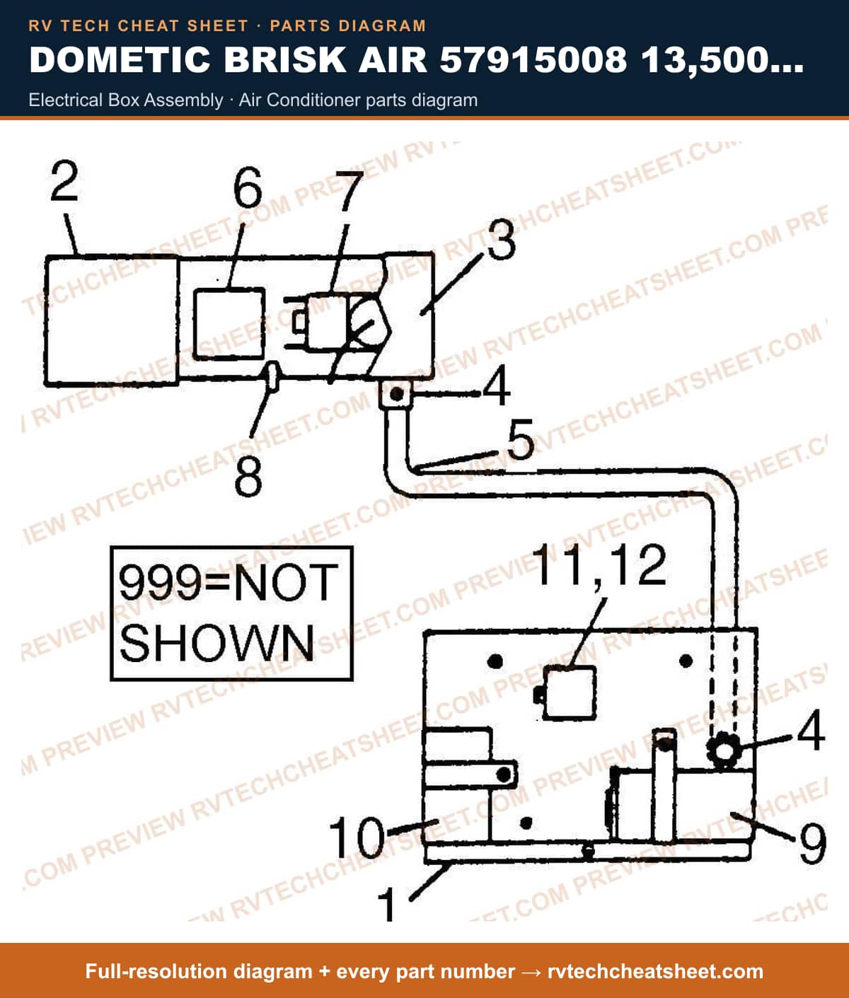 Dometic Brisk Air 57915008 13,500 BTU electrical box assembly — exploded parts diagram