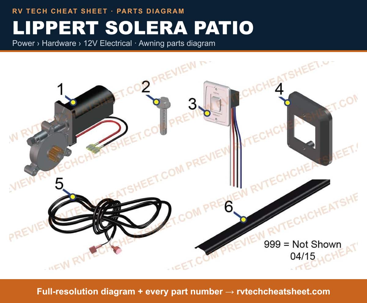 Lippert Solera Patio power › hardware › 12v electrical — exploded parts diagram