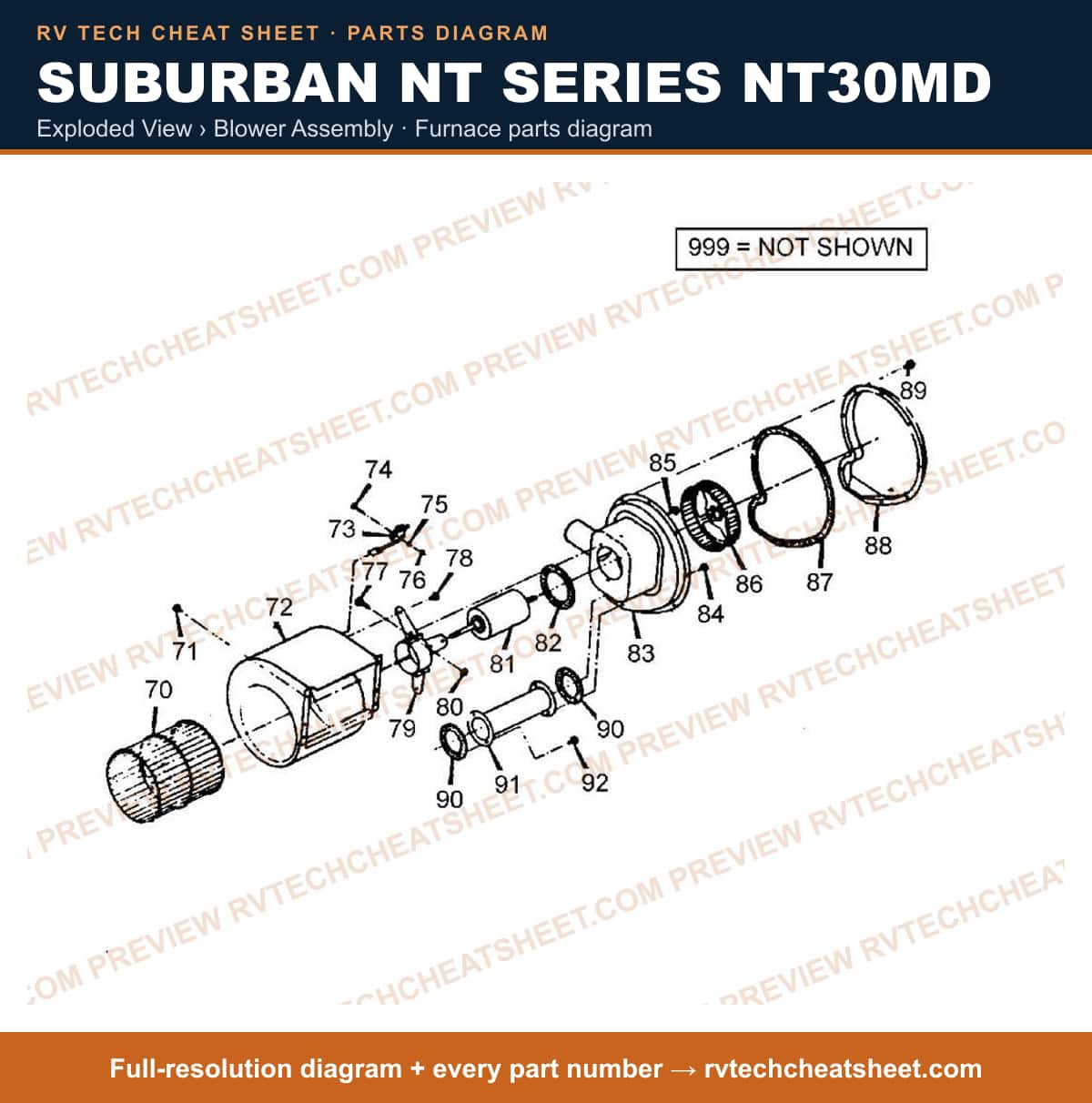Suburban Nt Series NT30MD exploded view › blower assembly — exploded parts diagram 1 of 2