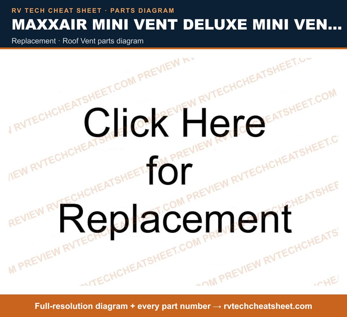 MaxxAir Mini Vent Deluxe Mini Vent Deluxe, White replacement — parts list sheet 2 of 3