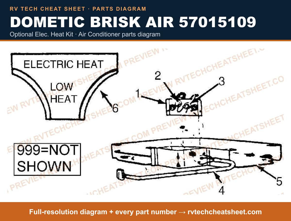 Dometic Brisk Air 57015109 optional elec. heat kit — parts list sheet