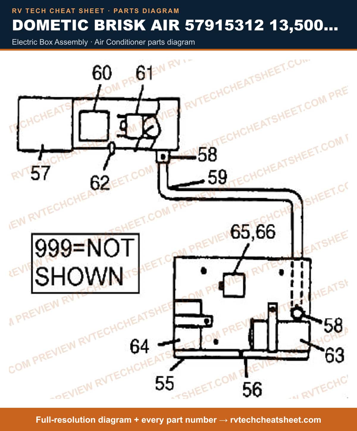 Dometic Brisk Air 57915312 13,500 BTU electric box assembly — exploded parts diagram