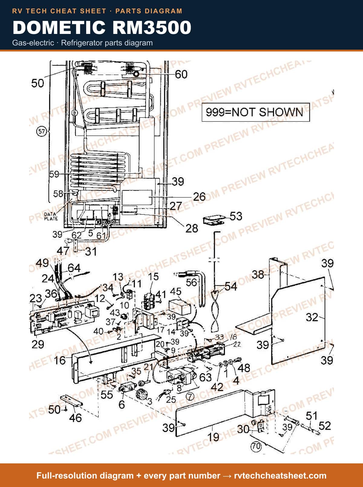 Dometic RM3500 gas-electric — exploded parts diagram
