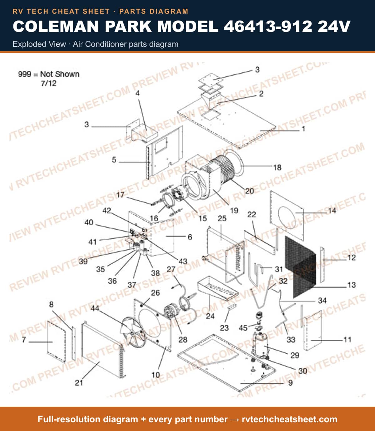 Coleman Park Model 46413-912 24V exploded view — exploded parts diagram