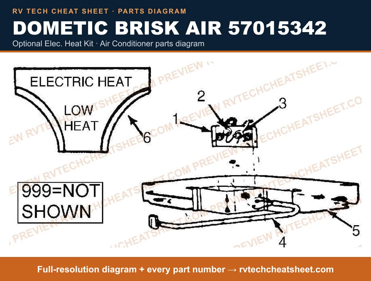 Dometic Brisk Air 57015342 optional elec. heat kit — parts list sheet